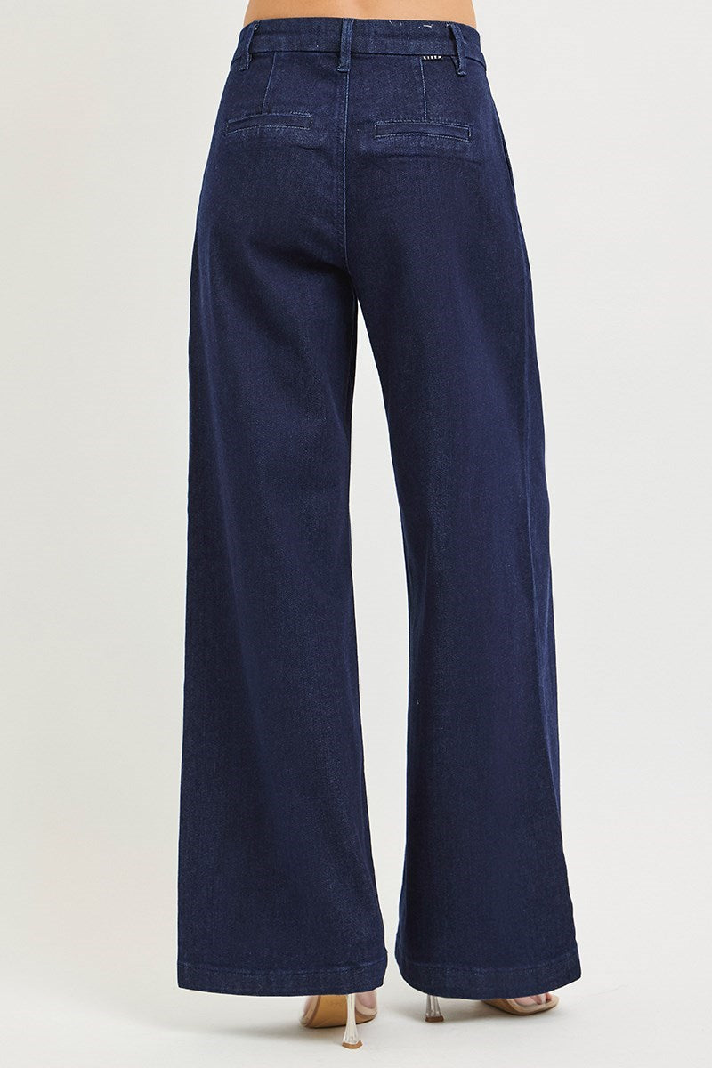 Harlow High Rise Pleated Wide Leg Jean