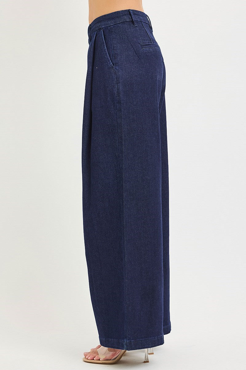 Harlow High Rise Pleated Wide Leg Jean