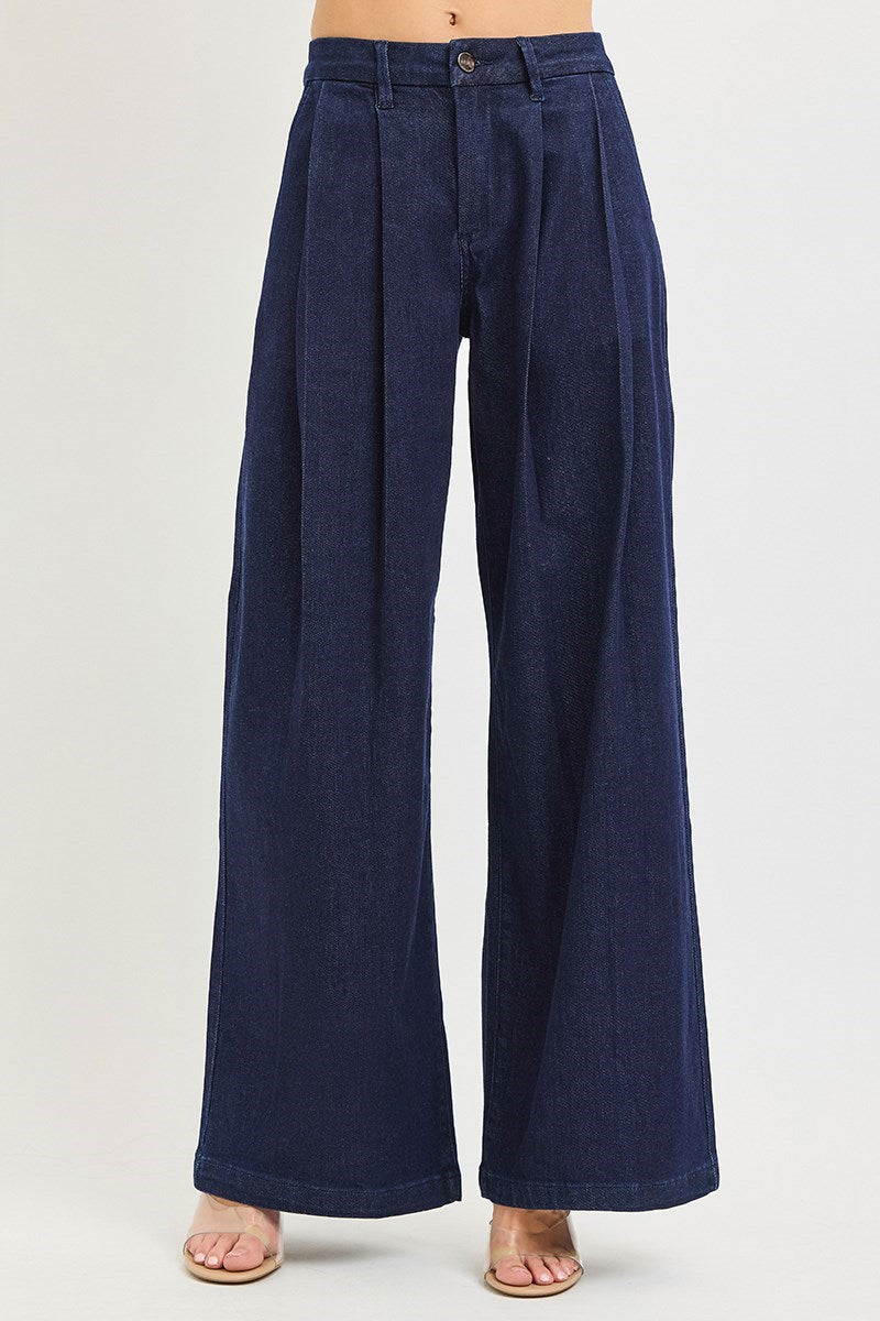 Harlow High Rise Pleated Wide Leg Jean