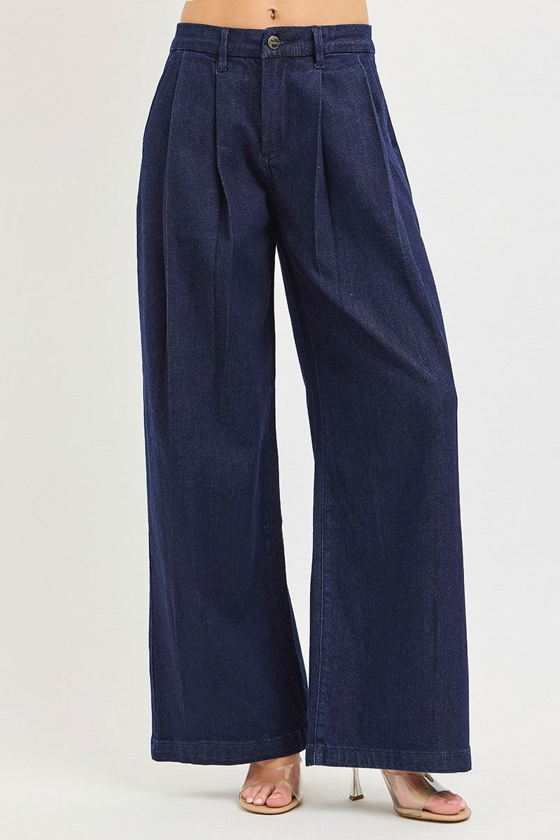 Harlow High Rise Pleated Wide Leg Jean