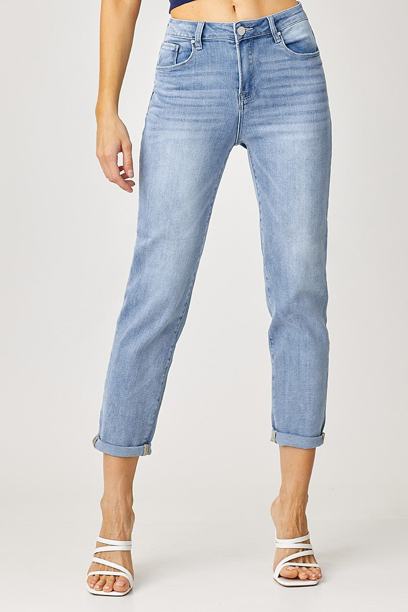 Maggie Cropped Mid Rise Wide Jean