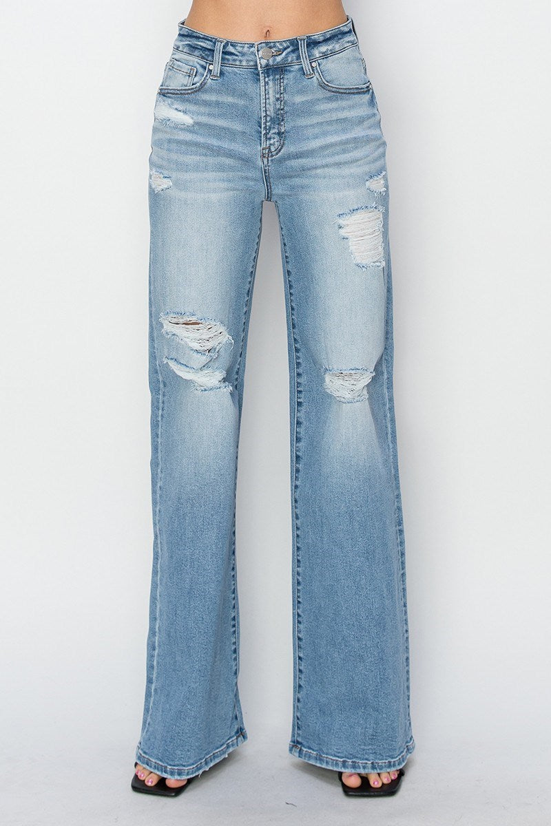 Fable Wide Leg Distressed Jean