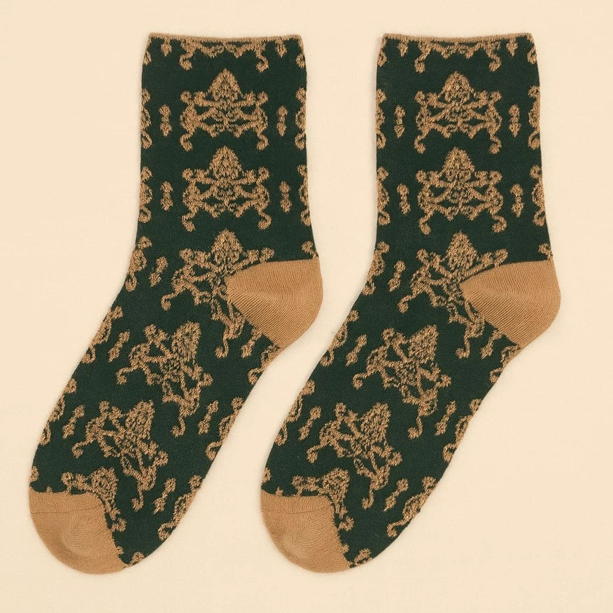 Versailles Floral Applique and Pointelle Crew Socks (3 pack)