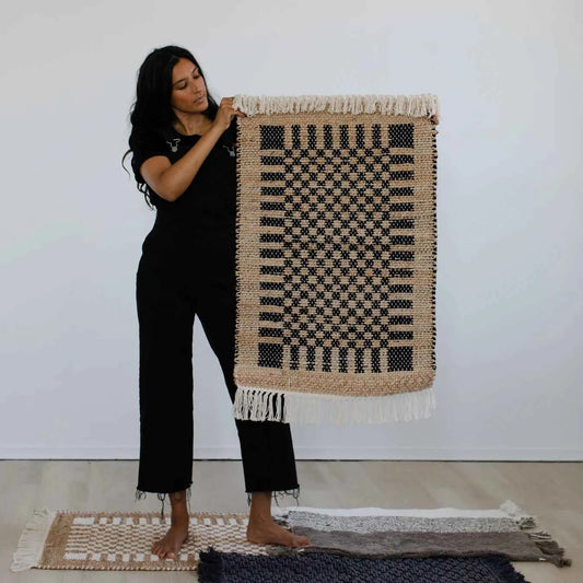 Check Jute Floor Mat