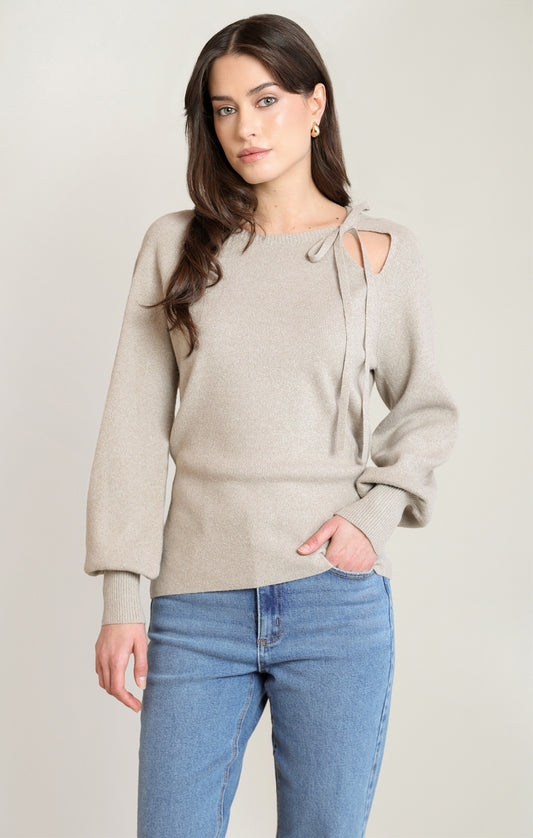 TIE NECK SWEATER