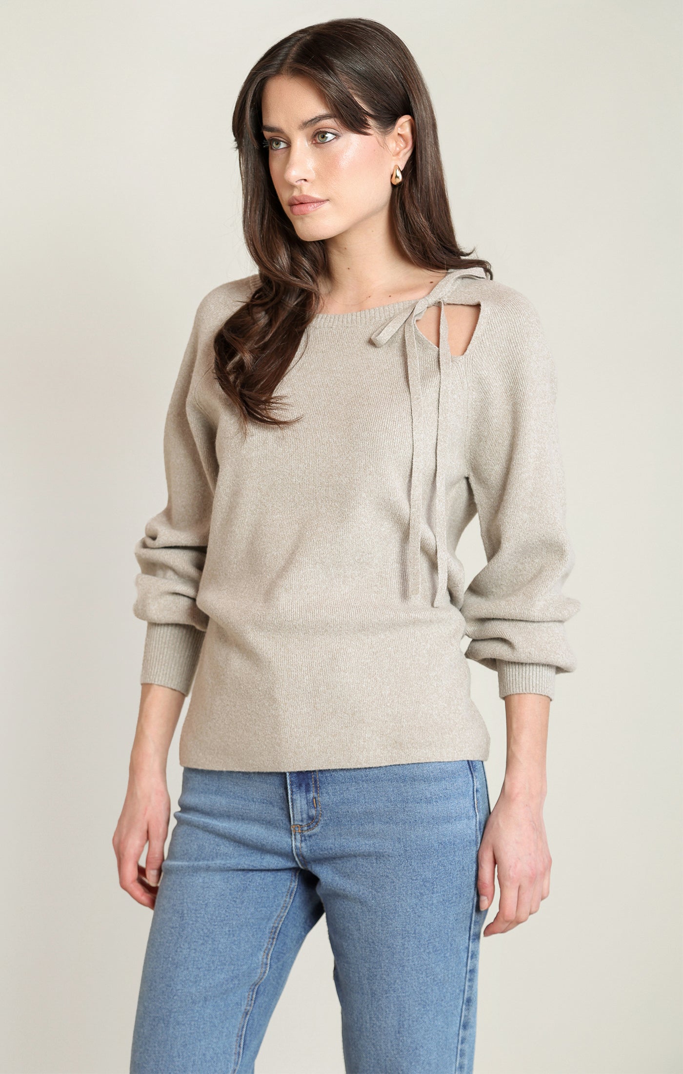 TIE NECK SWEATER