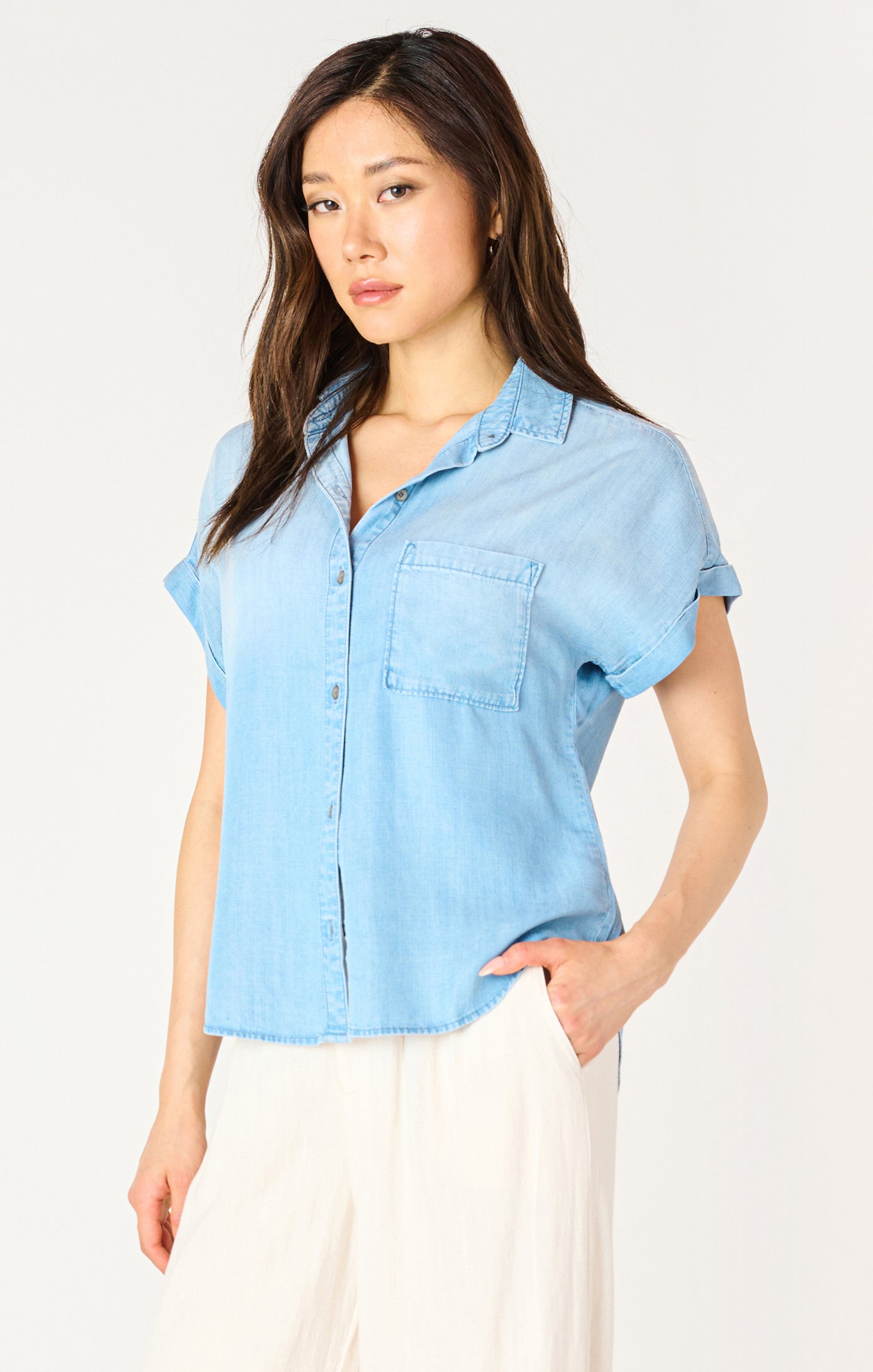 The Polly Light Denim Blouse