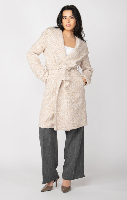 Brooke Hooded Boucle Trench Coat