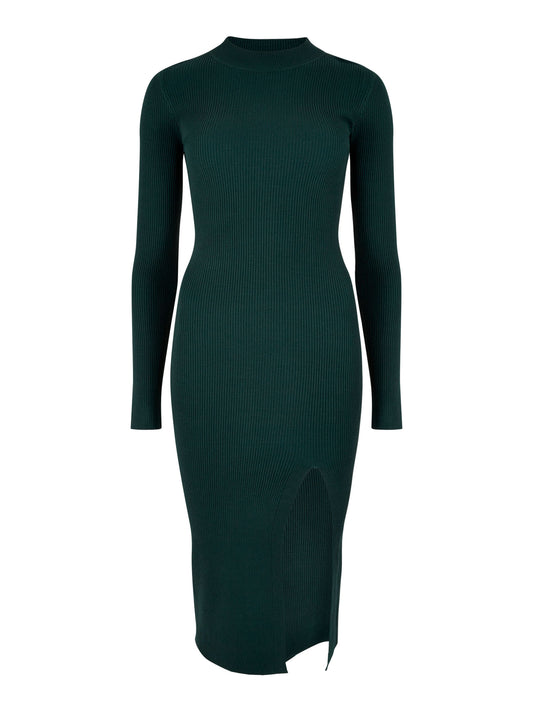 Ribbed Knitted Split Front Midi Dress