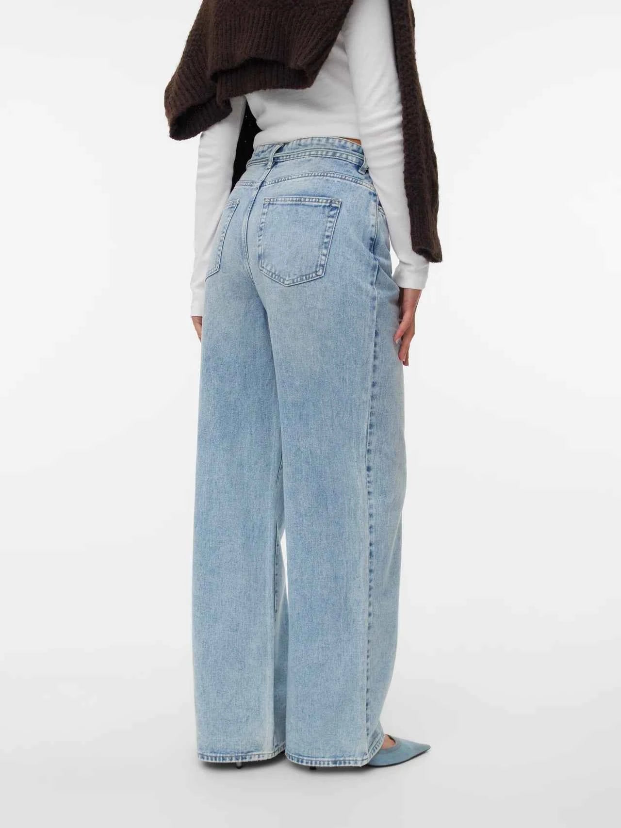 VMWIEN Wide Leg Tie Belted Jean