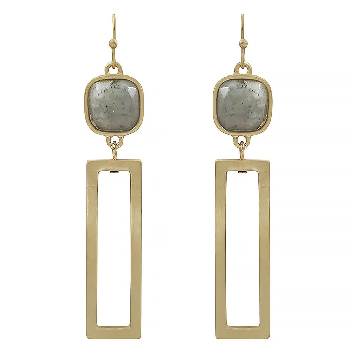 Stone and Rectangle Earring