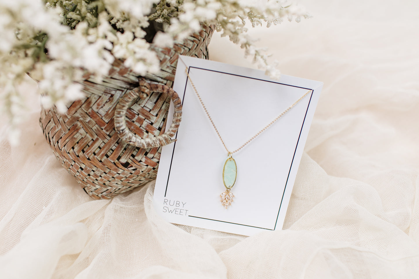 Delicate Stone & Glass Diamond Necklace