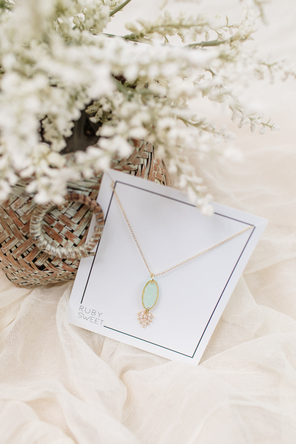 Delicate Stone & Glass Diamond Necklace