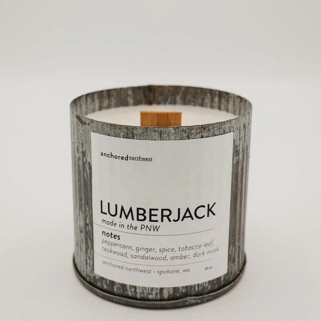 Lumberjack Tin Wood Wick Candle