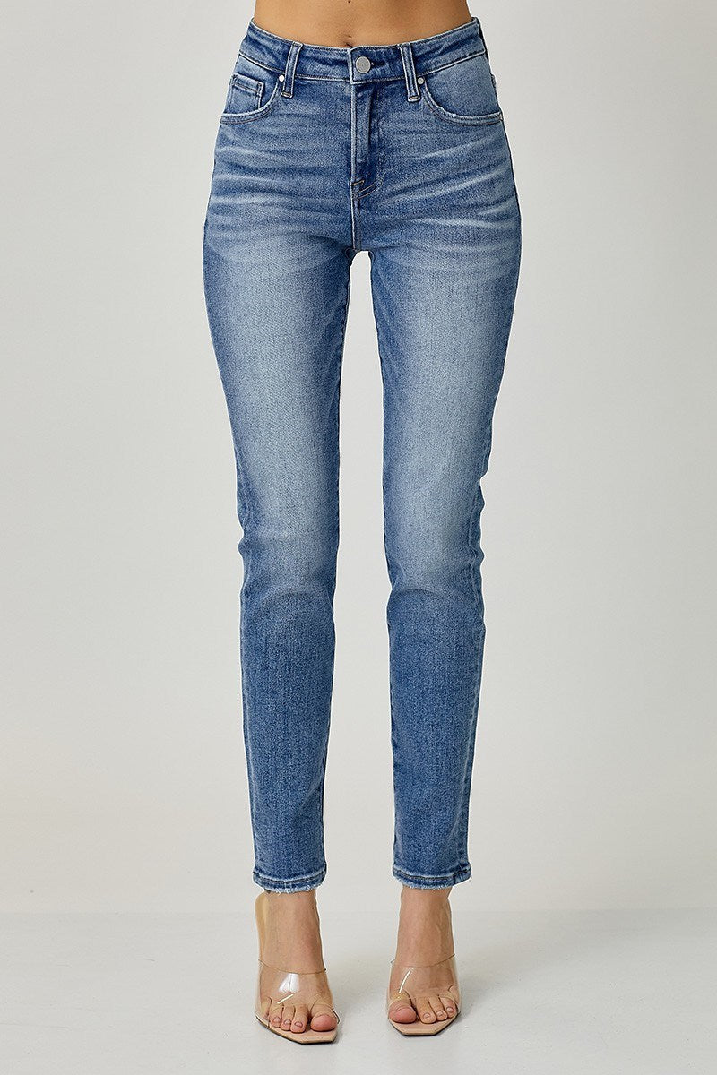 deep medium wash relaxed fit skinny jean plus size